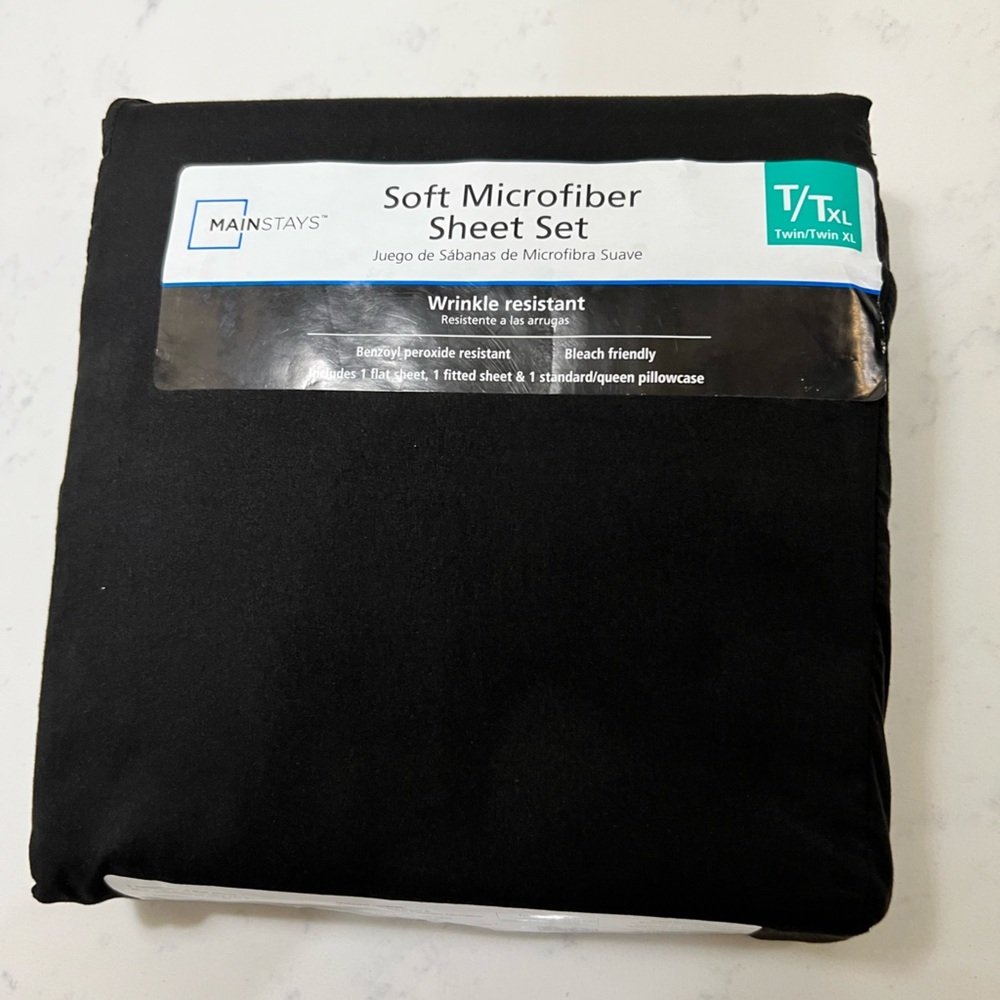 Mainstays Black Microfiber Sheet Set